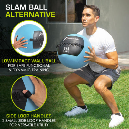 ProsourceFit Soft Medicine Balls, Wall Balls and Full Body Dynamic Exercises, Aqua 8 LB.