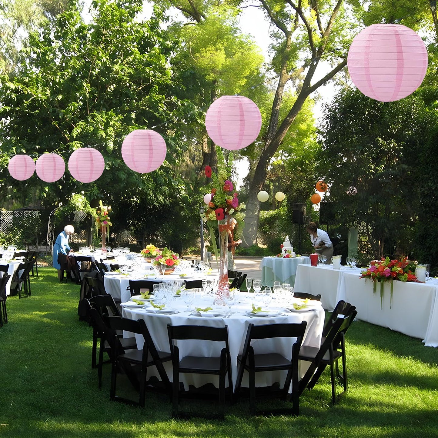 20Pcs Pink Paper Lanterns for Parties, 6” 8” 10” 12” Chinese Asian Hanging Round Paper Lanterns for Birthday Wedding Halloween Christmas Home Decor Party Decor