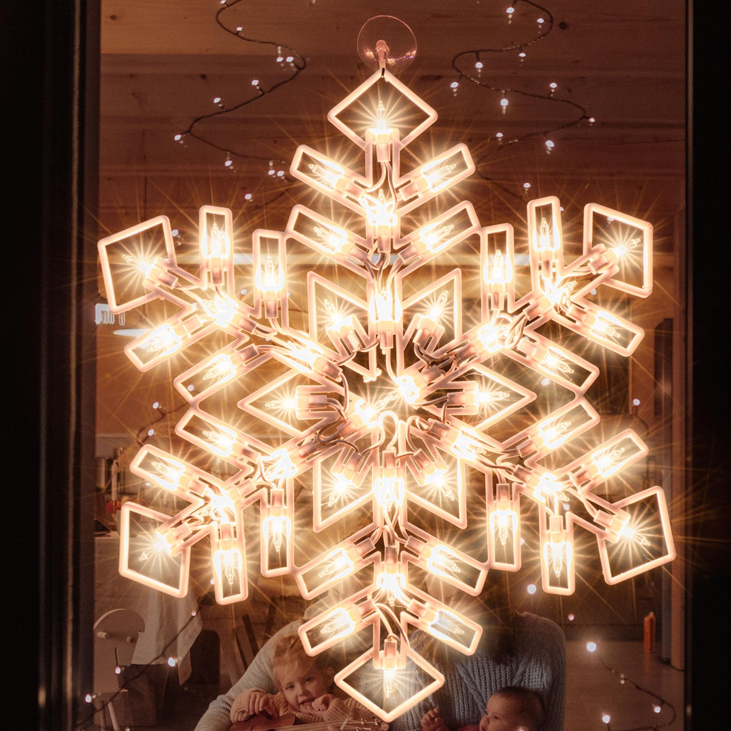 XMASLAND 15 Inch Christmas Window Silhouette Lights Decorations, 50L Christmas Sculpture,Including:Snowflake x1