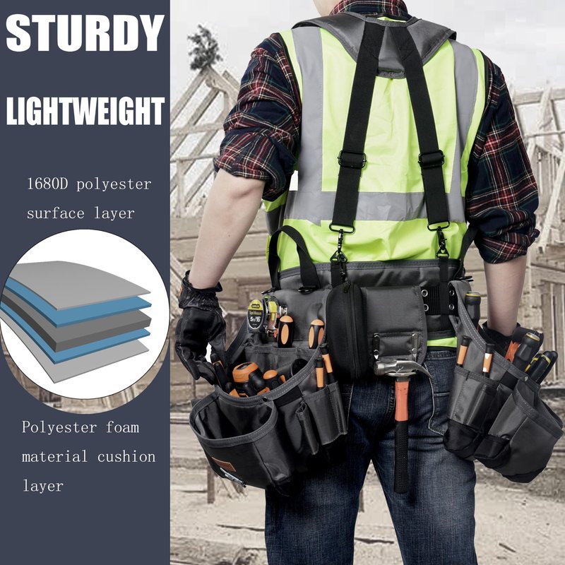 VIDAR TOOLS Tool belt,Tool Belts for Men with Suspenders and Magnetic Tool Pouch.Heavy Duty Carpenter/Construction Tool Belt.