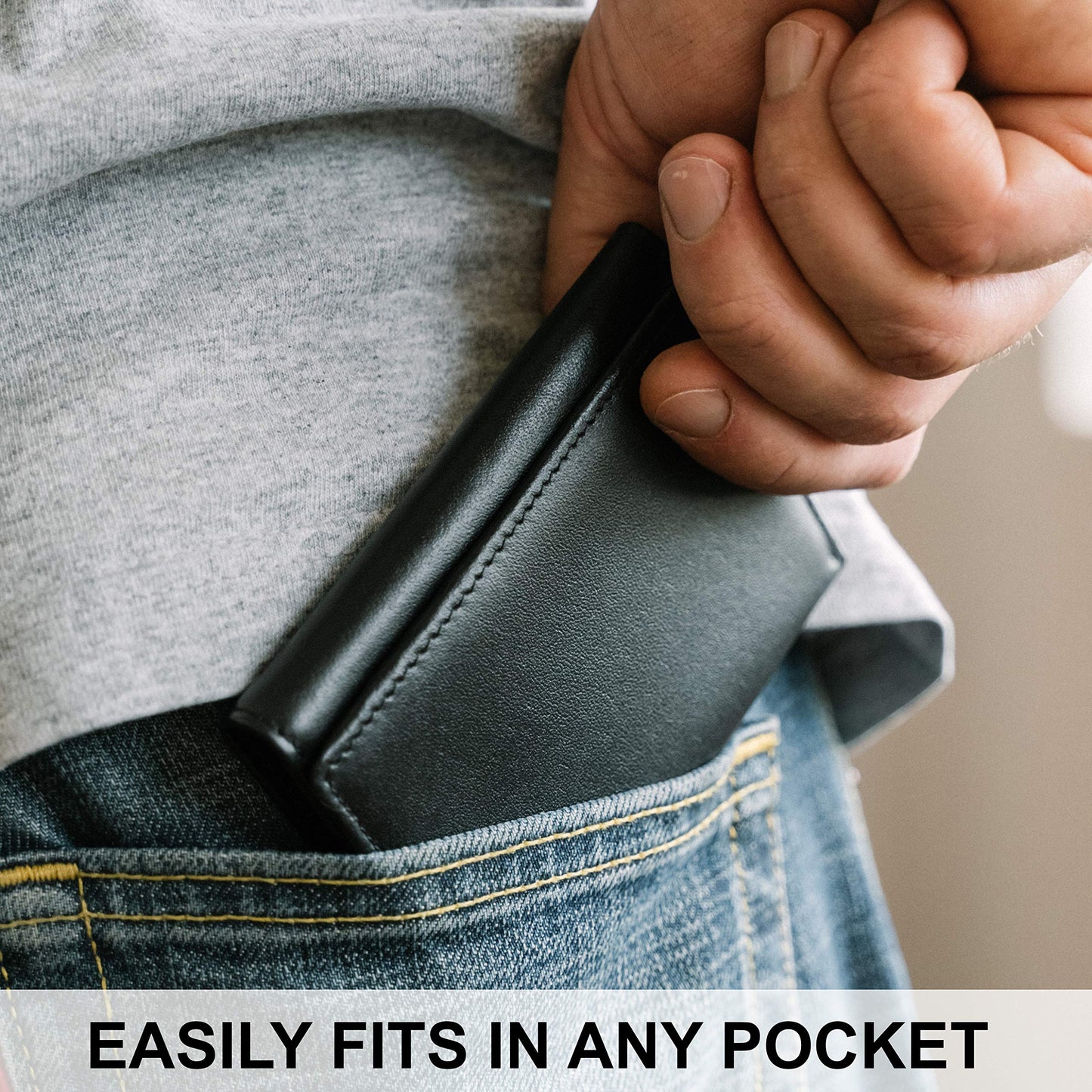 Top Grain Leather Trifold Wallet for Men | RFID Blocking | Ultra Strong Stitching | Extra Capacity Trifold Wallet | Thin and Sophisticated Tri-Fold Design