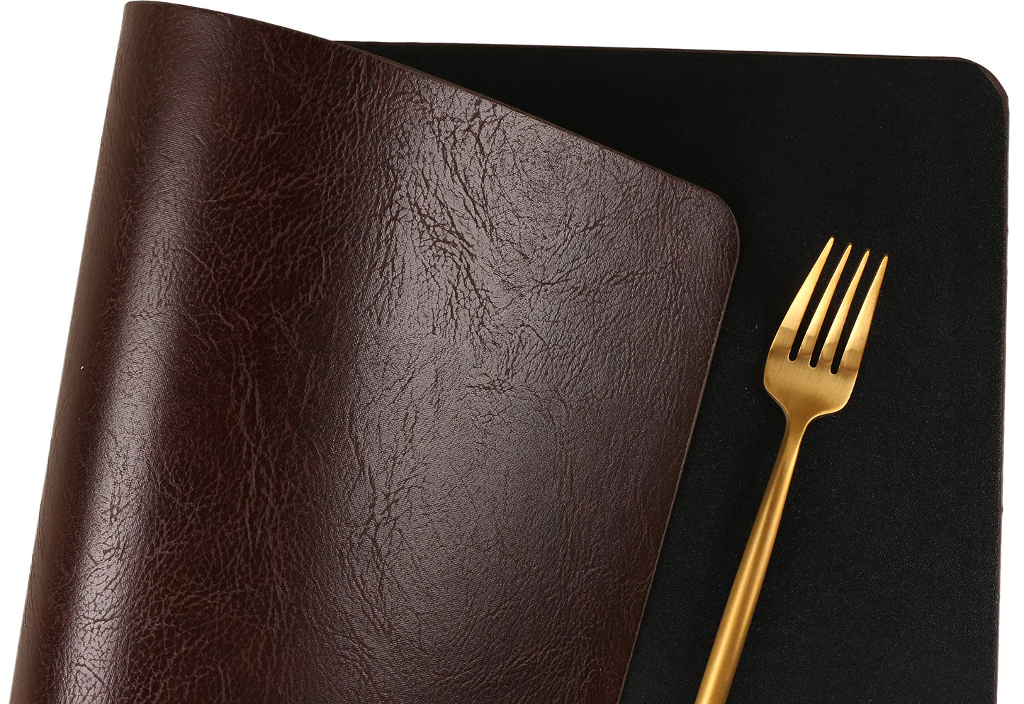 Faux Leather Placemats, Set of 4 PU Table Mats, Easy to Clean, Heat & Stain Resistant for Office Conference Table,Dinging Home Decor F Dark Brown