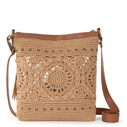 The Sak Lucia Leather Crossbody Purse - Hand Crochet Women's Handbag for Everyday & Travel - Cross Body Bag With Zipper