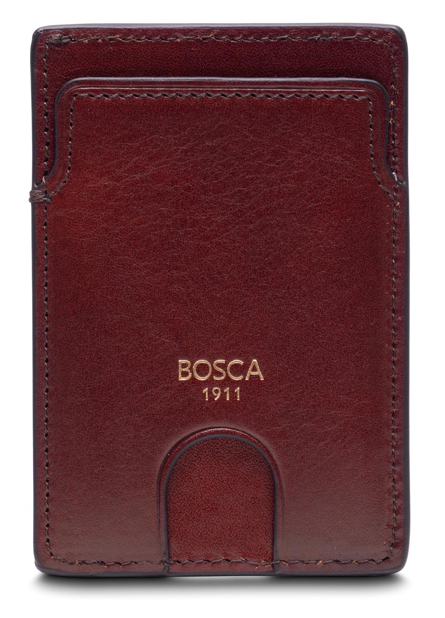 Slim Card Case Polished Old Leather Dark Brown