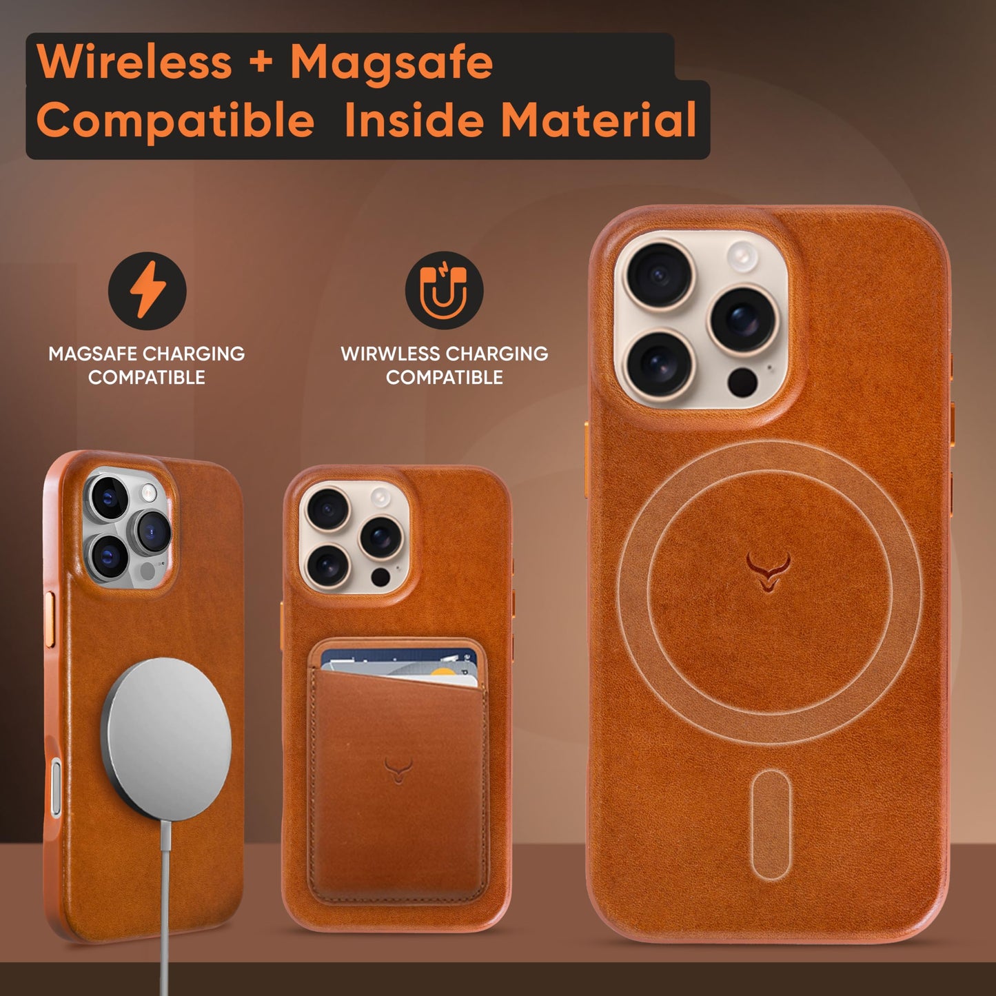 Cretanbull iPhone 16 Pro Max Leather Case - Oil Waxed Full Grain Anti-Scratch Handmade Genuine Leather Case - Compatible with Magsafe, Shockproof, Drop Proof, Protective Slim Case (16 Pro Max Ochre)