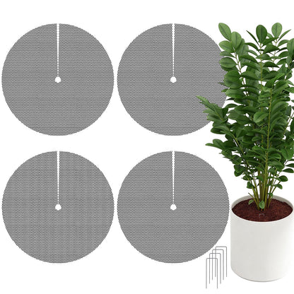 Ztzfacai 4 Pcs 15.7" Plant Pot Grids - Cuttable Plant Pot Soil Protector,Catproof Babyproof Flower Pot Grid Guard with 4 Nails,Indoor Potted Plant Protector,Animals Digging Stopper