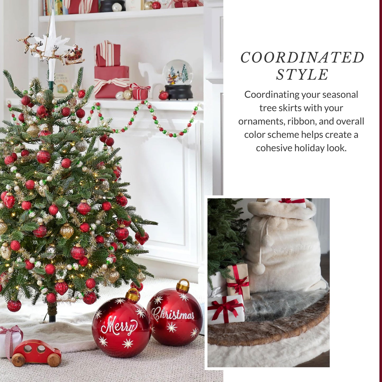 Balsam Hill Lodge Faux Fur Christmas Tree Skirt - Premium Rustic and Luxurious Fur Accents in Brown and Ivory for Tree Decor, Ivory, 60"