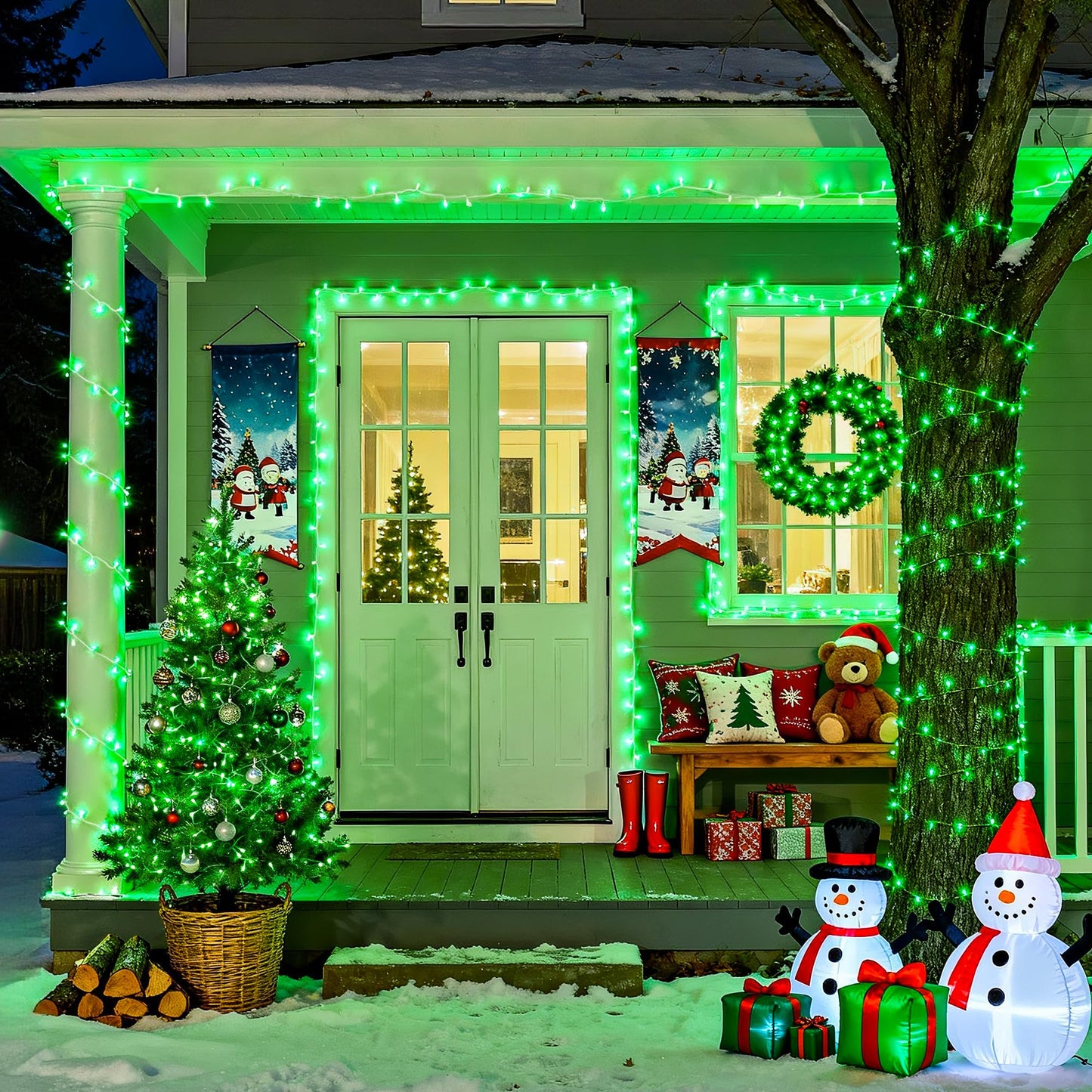 JMEXSUSS Green St Patricks Day Lights Indoor Outdoor Clear Wire, 200 LED Green Christmas String Lights for St Patricks Day Spring Tree Garden Decor, Connectable