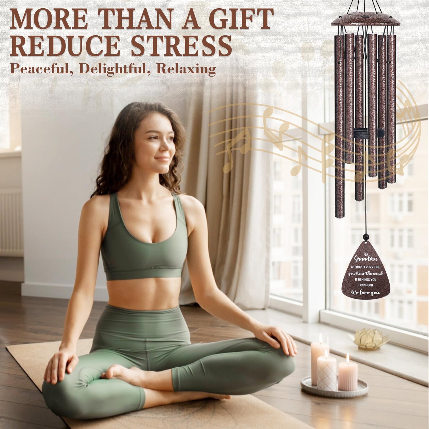 Gifts for Grandma, 32" Bronze Wind Chimes Grandma Gifts, Best Nana Ever Gift for Birthday Christmas for Grandmother Granny Grammy from Grandkids, Home Decor