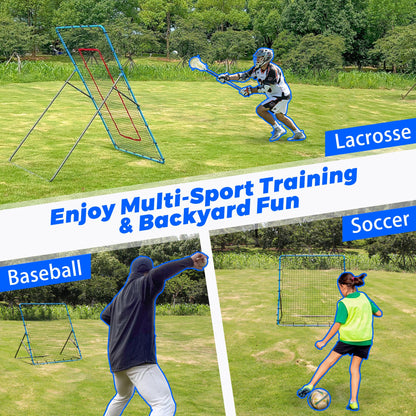 JOLORLY 2-in-1 Volleyball Rebounder Net, Adjustable 7×4 ft to 4.5×4 ft Bounce Back Training Rebound Equipment with Angle Customization for Volleying, Bumping, Spiking Practice (Blue)