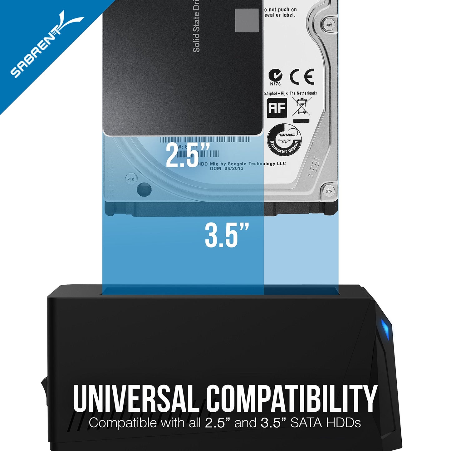 SABRENT USB 3.0 to SATA External Hard Drive Docking Station for 2.5" or 3.5"' HDD, SSD [Support UASP] (EC-UBLB)