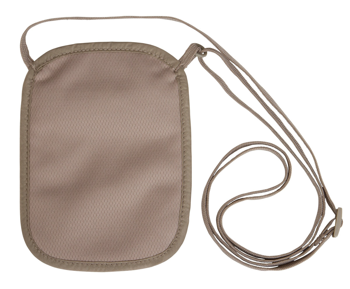 eagle creek RFID Blocker Neck Wallet - Durable and Lightweight Travel Passport and Valuables Organizer with Hook and Loop Closure and Adjustable Neck Strap, Tan