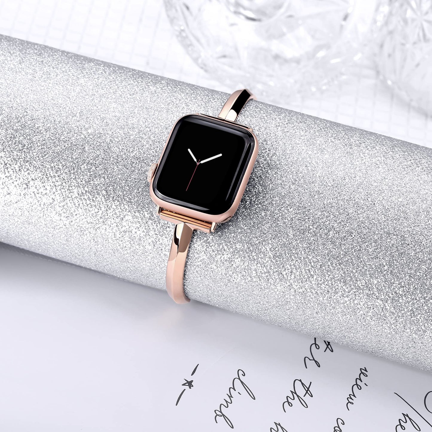 PlusRoc Stainless Steel Band Compatible with Apple Watch Band 38mm 40mm 41mm 42mm(Series 11/10) iWatch SE Series 11 10 9 8 7 6 5 4 3 2 1, Slim Versatile Bangle Bracelet for Women, Copper