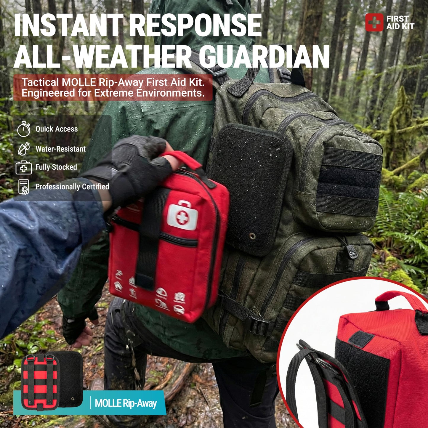 556 Piece Premium Large First Aid Kit, Survival Medical First Aid Bag – Labelled Compartments, Workplace Essential, Home & Sports, Molle Tactical Rip-Away Design, First Responders' Choice for Trauma