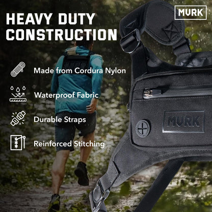 MVRK Water Resistant Running Vest Chest Pack, Phone Holder for Running, Lightweight Training Pack with Extra Storage & Reflective Detail