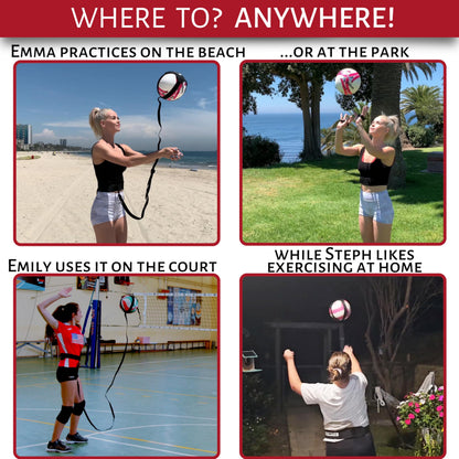 OVANTO Volleyball Training Equipment Aid – Adjustable Practice Volleyball Kit with Ultra-Stretch Neoprene, Exclusive Nylon Bag & Premium Content with Free ebooks, Best Gift for Beginners & Experts