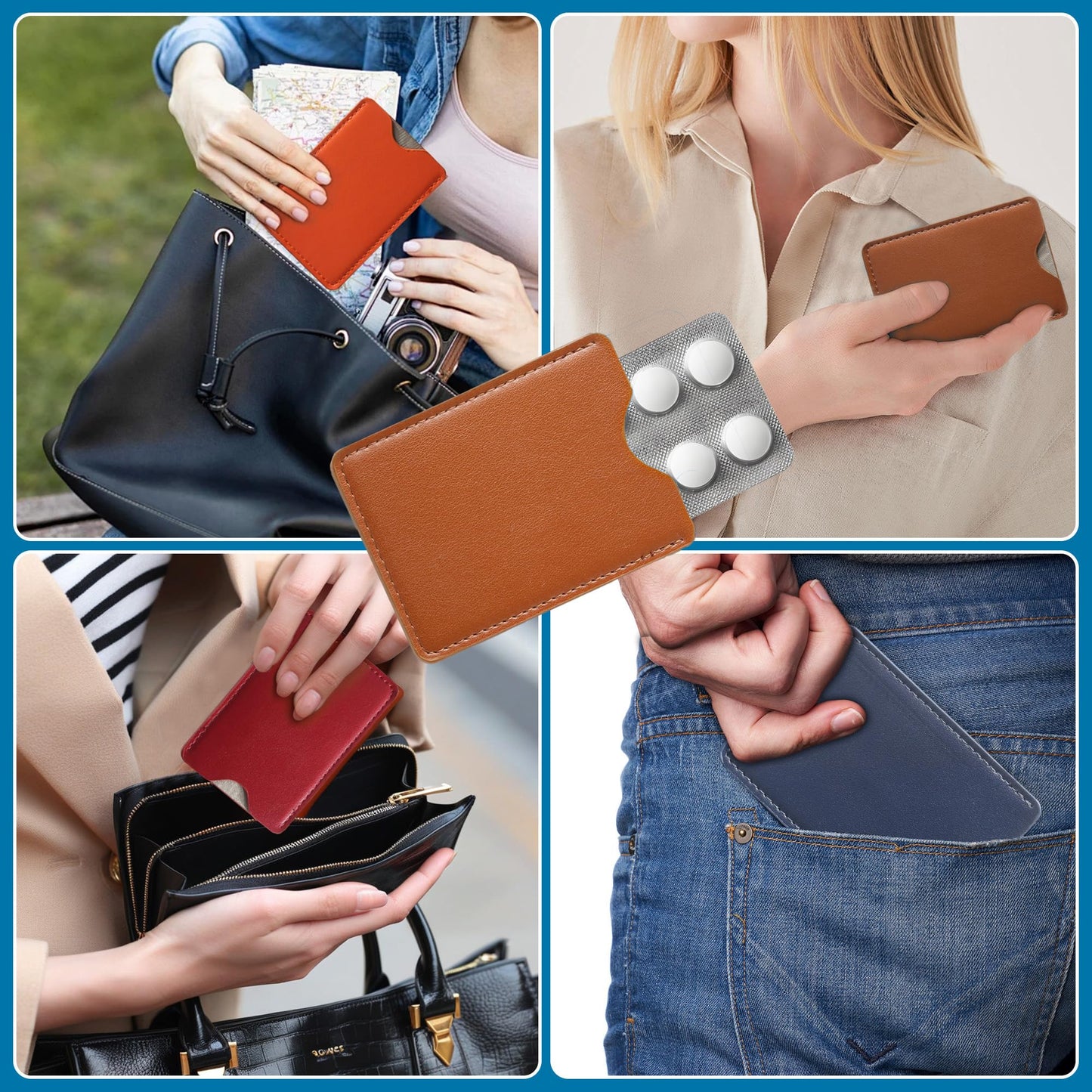 RFID blocking sleeves Universal for travel and business, 7 Pcs Multicolor Luxury Leather Credit Card Cover Protect Cards from Electronic Theft, social security Card Holder Fit in Purse&Wallet