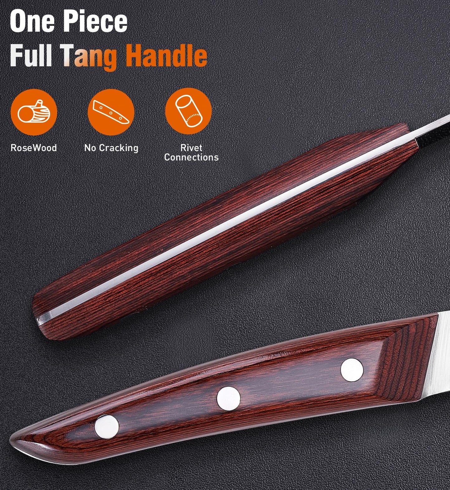 Naitesen 5PCS Professional Kitchen Chef Knife Set with Blade Guards, Wood Handle High Carbon Steel, Sharp for Meat Cutting Home Cooking Gifts for Men Women