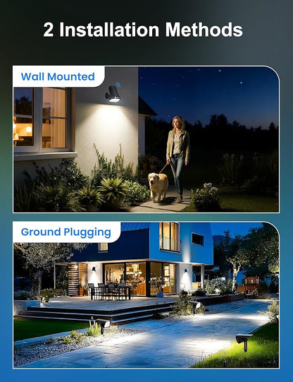 Brightown 4 Pack Solar Motion Lights Outdoor Waterproof, Motion Sensor Spot Lights- 58 LED/3 Modes Solar Powered Spotlights 2-in-1 Auto On/Off for Outside Yard Wall Garden, Cool White