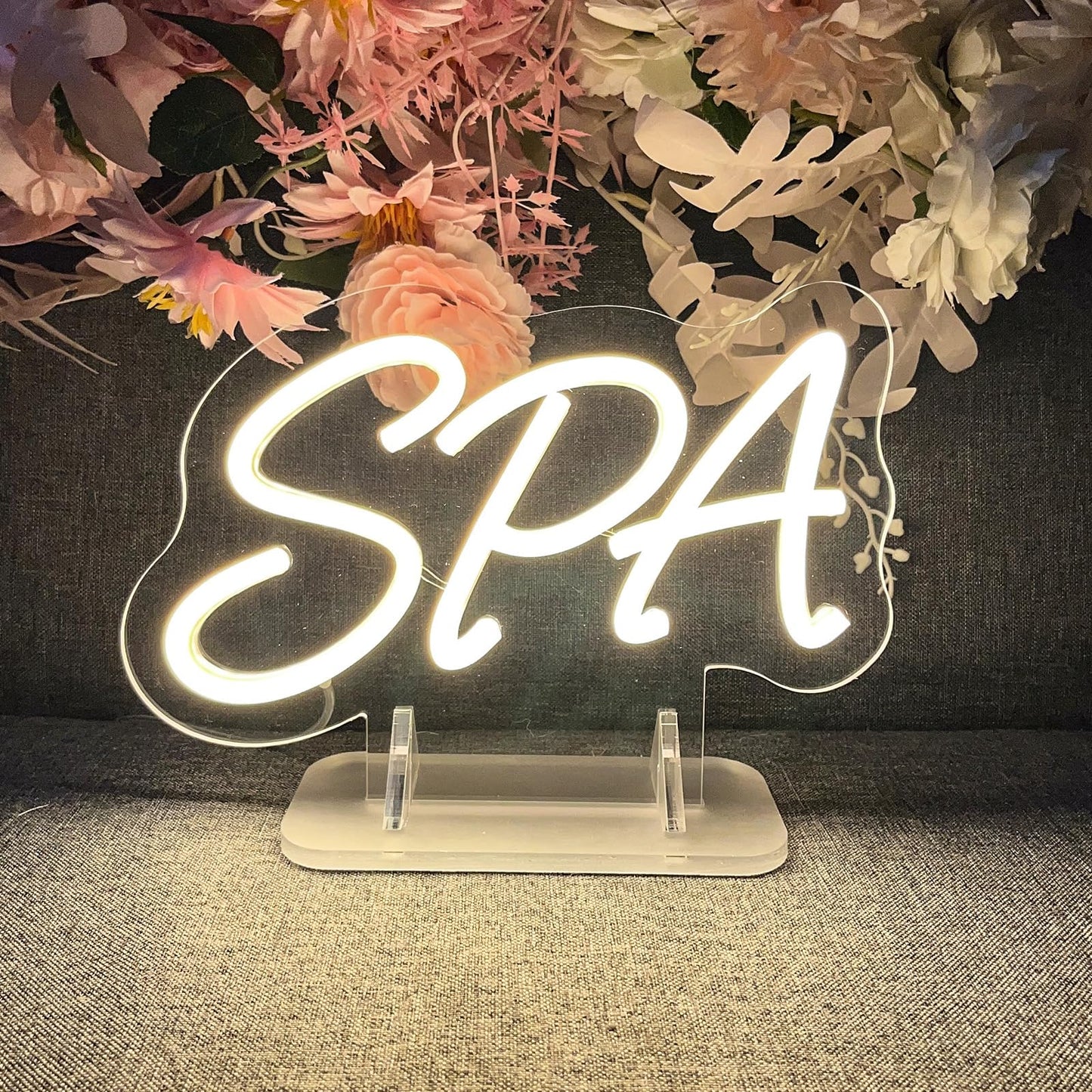 SPA Table Number Neon Sign Desk Lamp Night Light Wedding Letter LED Neon Sign Wedding Table Decorations Neon Light Shop Bedroom Home Room Decor Christmas Party Warm White USB 25×15CM