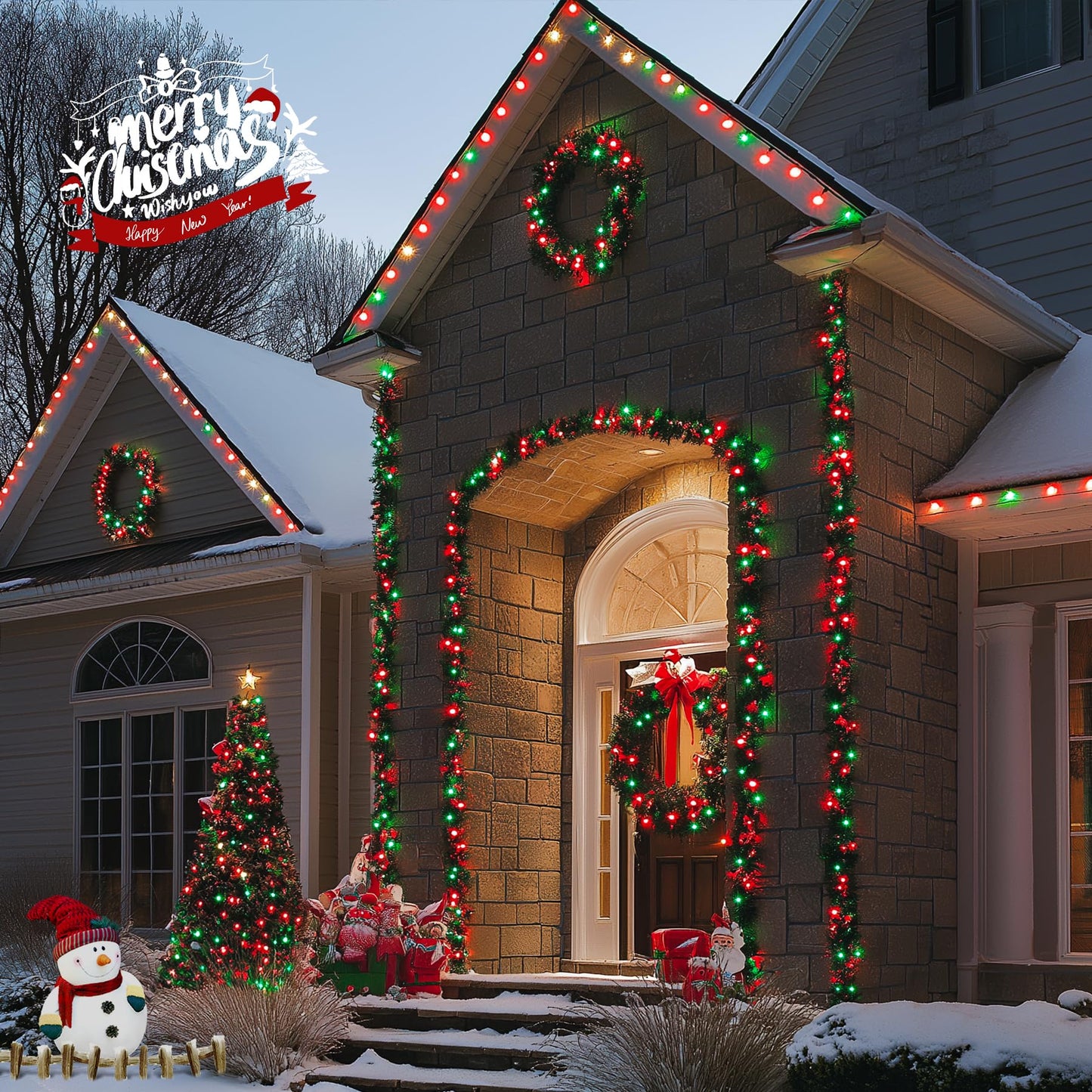 JMEXSUSS 200 LED Red and Green String Lights Outdoor, 66ft Christmas String Lights Indoor Clear Wire Plug in for Bedroom Party Christmas Tree Halloween Christmas Decorations