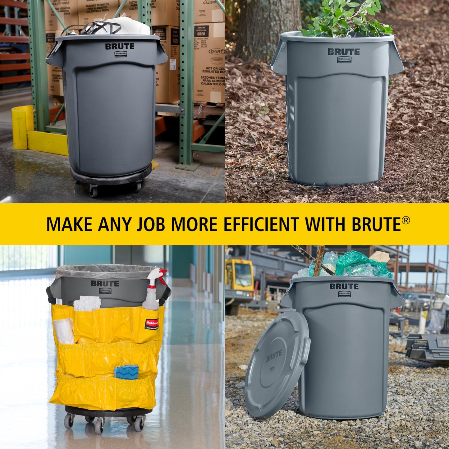 Rubbermaid Commercial Products BRUTE Heavy-Duty Round Trash/Garbage Can, 20-Gallon, Blue, Outdoor Waste Container for Landscapers/Construction/Restaurants/Back of House/Offices/Warehouses