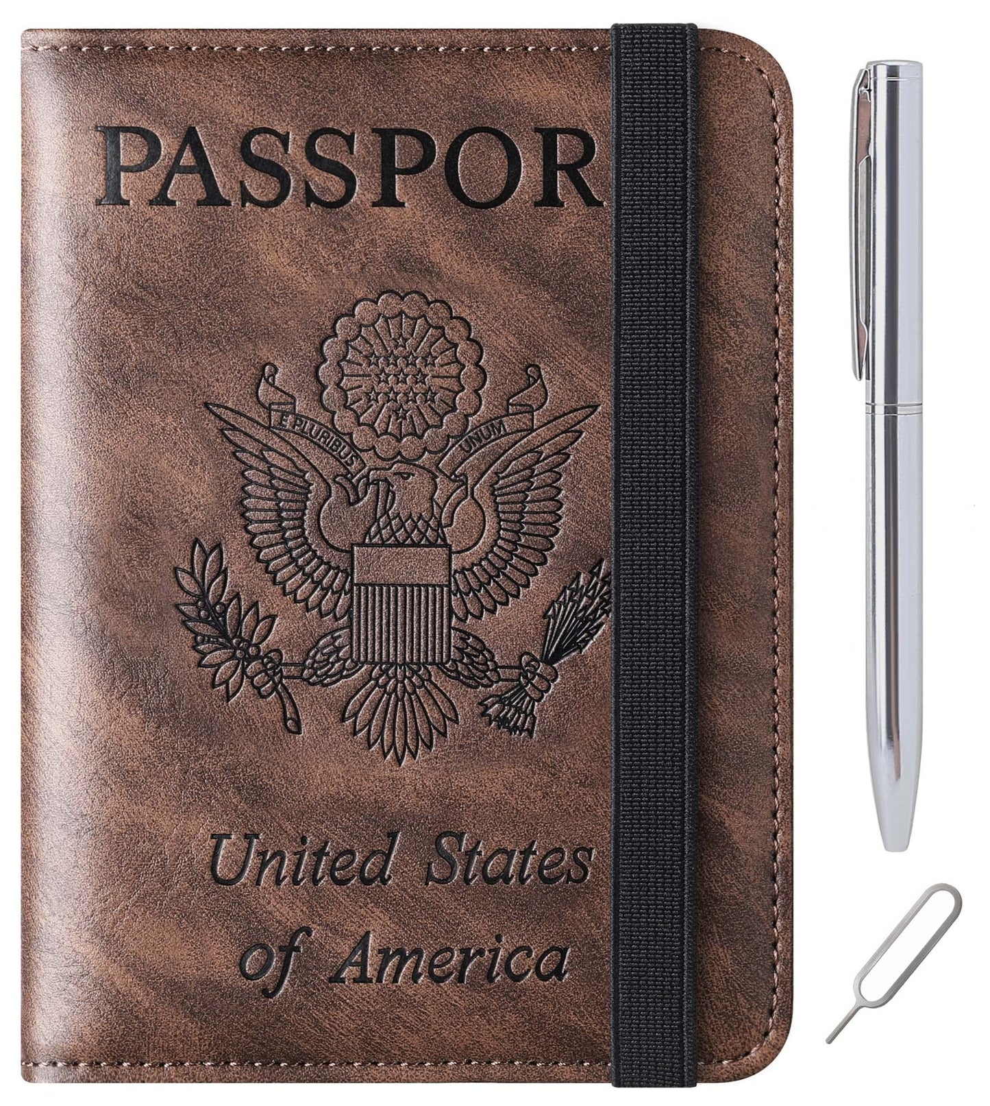 Passport Holder Cover Wallet Travel Essentials Leather Rfid Blocking Case Vacation Luggage Must Haves Travel Accessories for Men Women (116#Coffee)