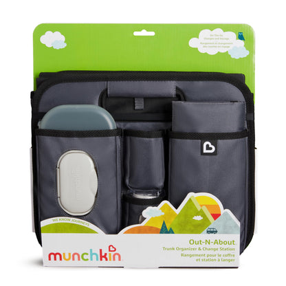 Munchkin Brica Out-n-About Trunk and Car Organizer with Diaper Changing Station, Collapsible, Grey