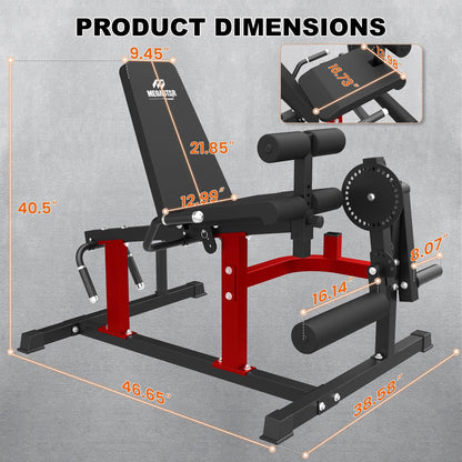 Leg Extension and Curl Machine, 3-in-1 Leg Machine with Adjustable Back, 800LB Capacity Leg Workout Equipment with Leg Holder for Small Spaces