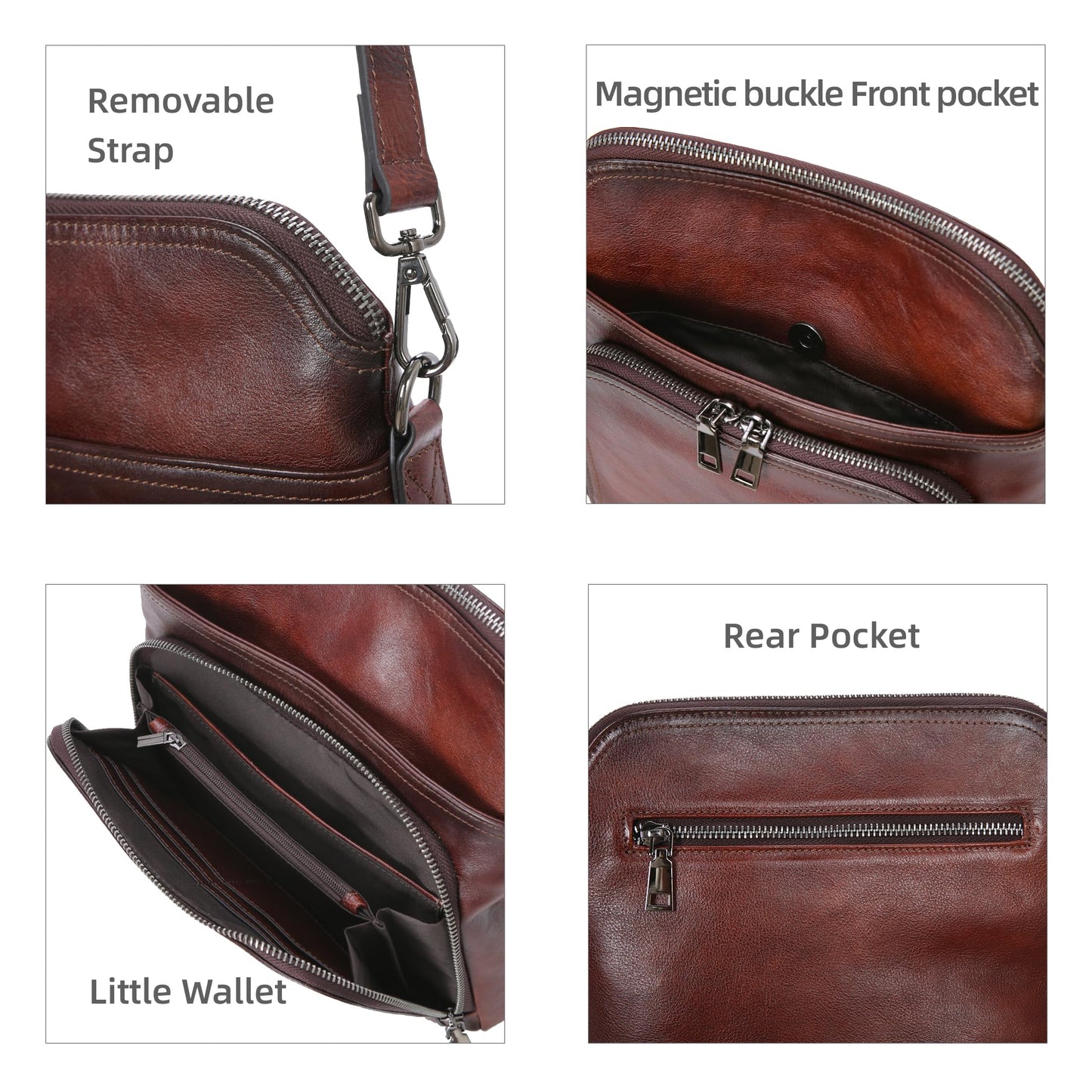 Iswee Leather Crossbody Bags Shoulder Bag for Women Purses and Handbags Genuine Leather Purses for Women Hobo Pocketbooks (Coffee)