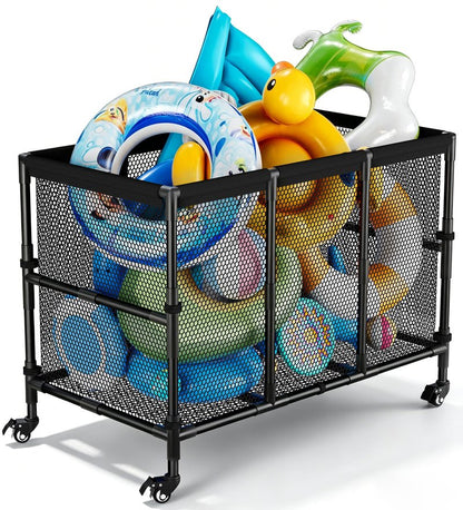 Ardier 180 Gallon Pool Float Storage, Swimming Pool Storage Bin for Swimming Acessories, Outdoor Rolling Pool Toy Organizer Cart for Pool Noodles, Life Vests, Beach Essentials, Patio Furniture, Black