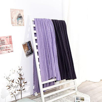 NTBAY 100% Pure Cotton Cable Knit Throw Blanket, Super Soft Warm 51x67 Knitted Throw Blanket for Couch, Sofa, Chair, Bed - Extra Cozy, Machine Washable, Comfortable Home Decor, Orchid