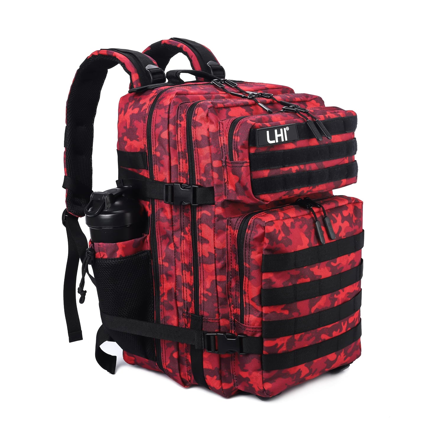 LHI Military Tactical Backpack for Men Molle Daypack 45L Army 3 Days Assault Pack Bag Large Rucksack With Bottle Holder(12*20*12)