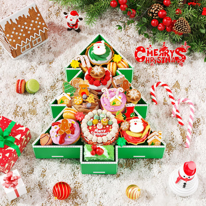 Paready Christmas Charcuterie Cardboard, 13.39" Fillable Cardboards Green Xmas Tree Charcuterie Board for Xmas Candy, Treats, Snack, Cupcakes Tray for New Year Holiday Christmas Party Decorations