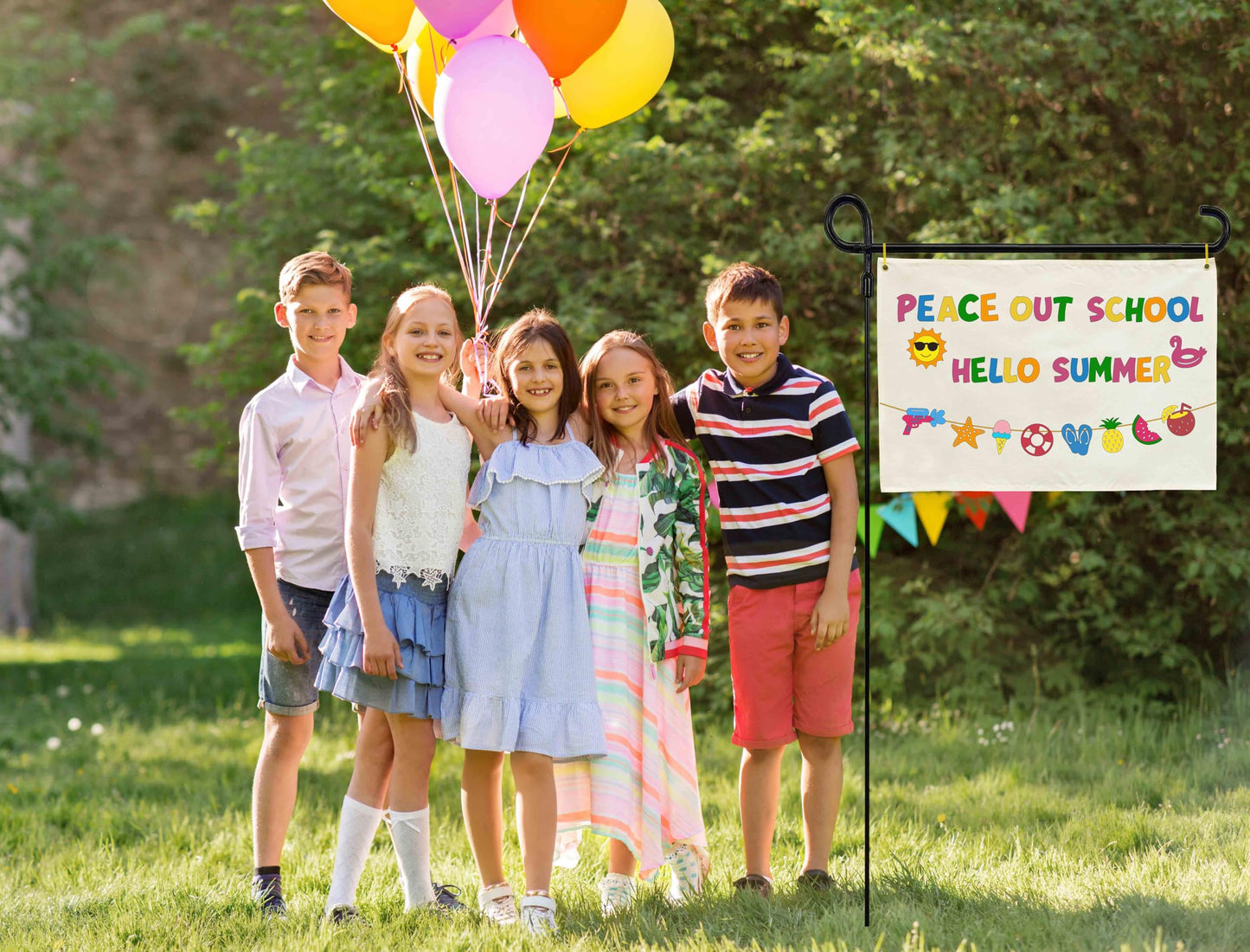 Welcome Party Banner Decor Accessories-Rectangular Canvas Banner Poster Wall Sign-Entryway Outdoor Garden Front Door Flag-Birthday Anniversary Wedding Christmas Gift-Peace Our School Hello