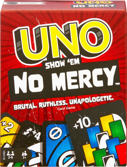 Mattel Games UNO Show ‘Em No Mercy Card Game for Kids, Adults & Family Parties & Travel with Extra Cards, Special Rules & Tougher Penalties
