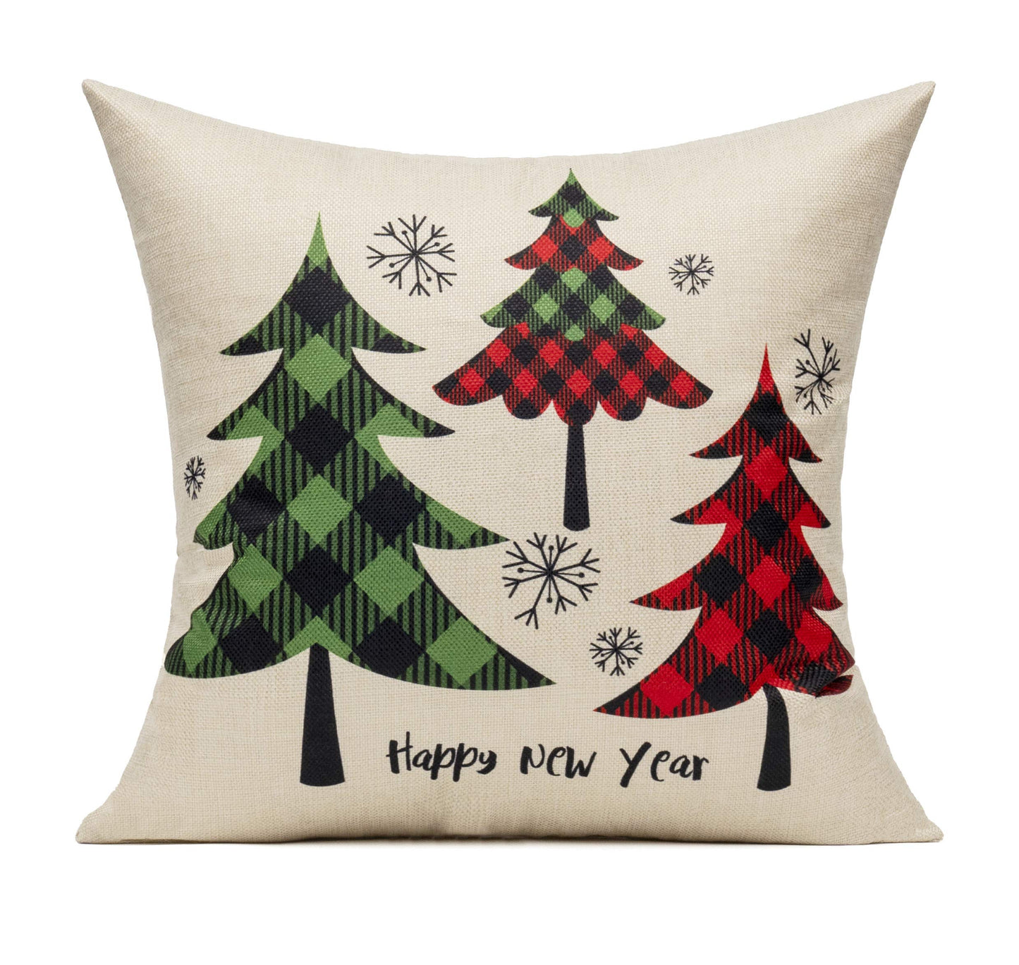 VAKADO Christmas Throw Pillow Covers Decorations Outdoor 18x18 Set of 4 Farmhouse Buffalo Check Xmas Red Deer Cushion Cases Winter Living Room Snow Holiday Home Decor for Couch Porch Indoor Navidad