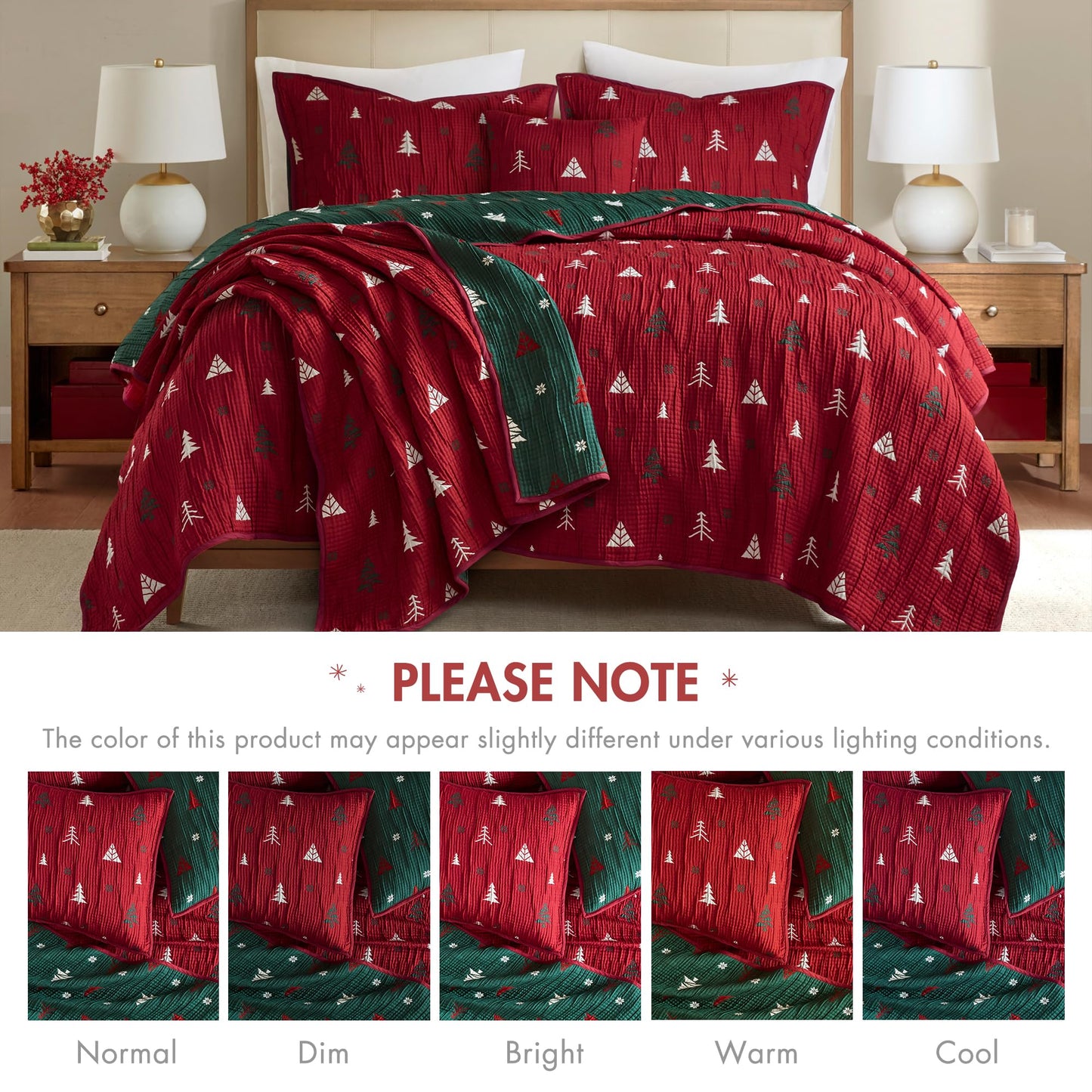 Madison Park Christmas Throw and Decorative Pillow Set, Festive Reversible Jacquard, All Seasonal Lightweight 2-Piece Bedding, 50" W x 70" L, Red/Green