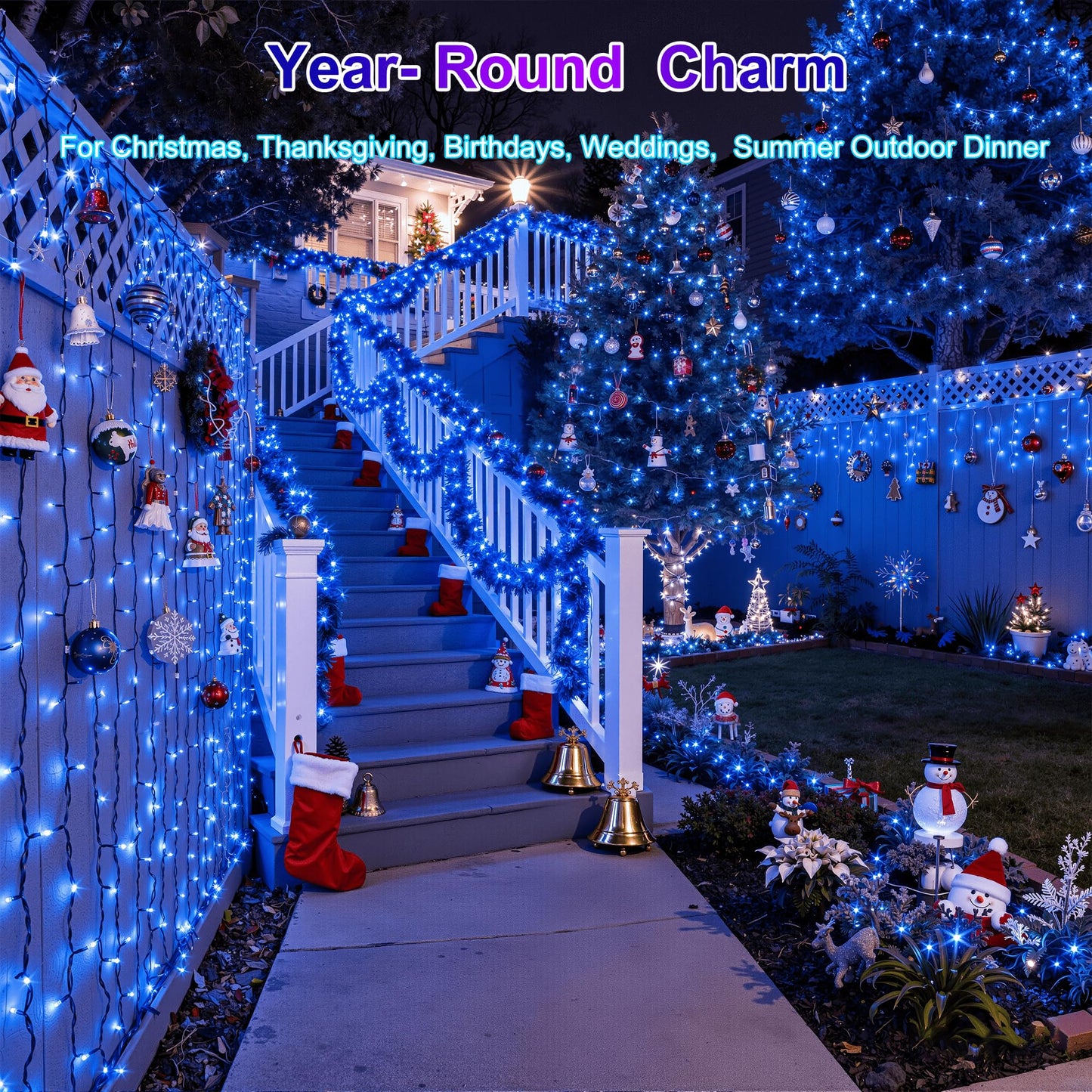XIKENGSHQ 1500LED Christmas Lights Outdoor Use, 470ft 12 Modes Blue LED String Lights with Timer Dimmable, Waterproof Christmas Tree Lights for Xmas Patio Yard Fence Balcony Garden Party Decor Blue