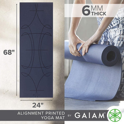 Gaiam Premium Print Yoga Mat, Marrakesh, 68"L x 24"W x 6mm Thick