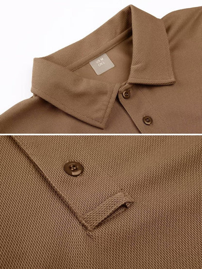 MAGCOMSEN Mens Polo Shirts Short Sleeve Golf Work Casual Quick Dry Breathable Summer Shirt Brown S