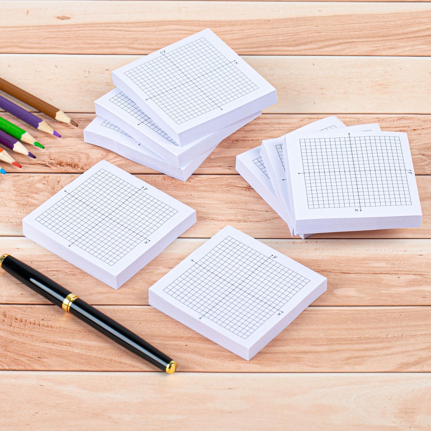 VELATYVIO 8PCS Graph Paper Sticky Notes 800 Sheets Self Adhesive Mini X Y Axis Coordinate Plane Post It 20 X 20 Four Quadrant Grid Pad for School Office Supplies 3 X 3 Inch