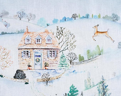 Maison d' Hermine Table Cloth Rectangle Table 100% Cotton 70 x 120 Inches Fall Tablecloth Reusable Everyday Use for Thanksgiving Christmas Decorations Dining Farmhouse Party (Snowy World)