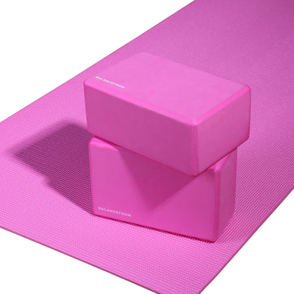 Fitvids Set of 2 High Density Yoga Blocks, 9"x6"x4" Each, Pair (Pink)
