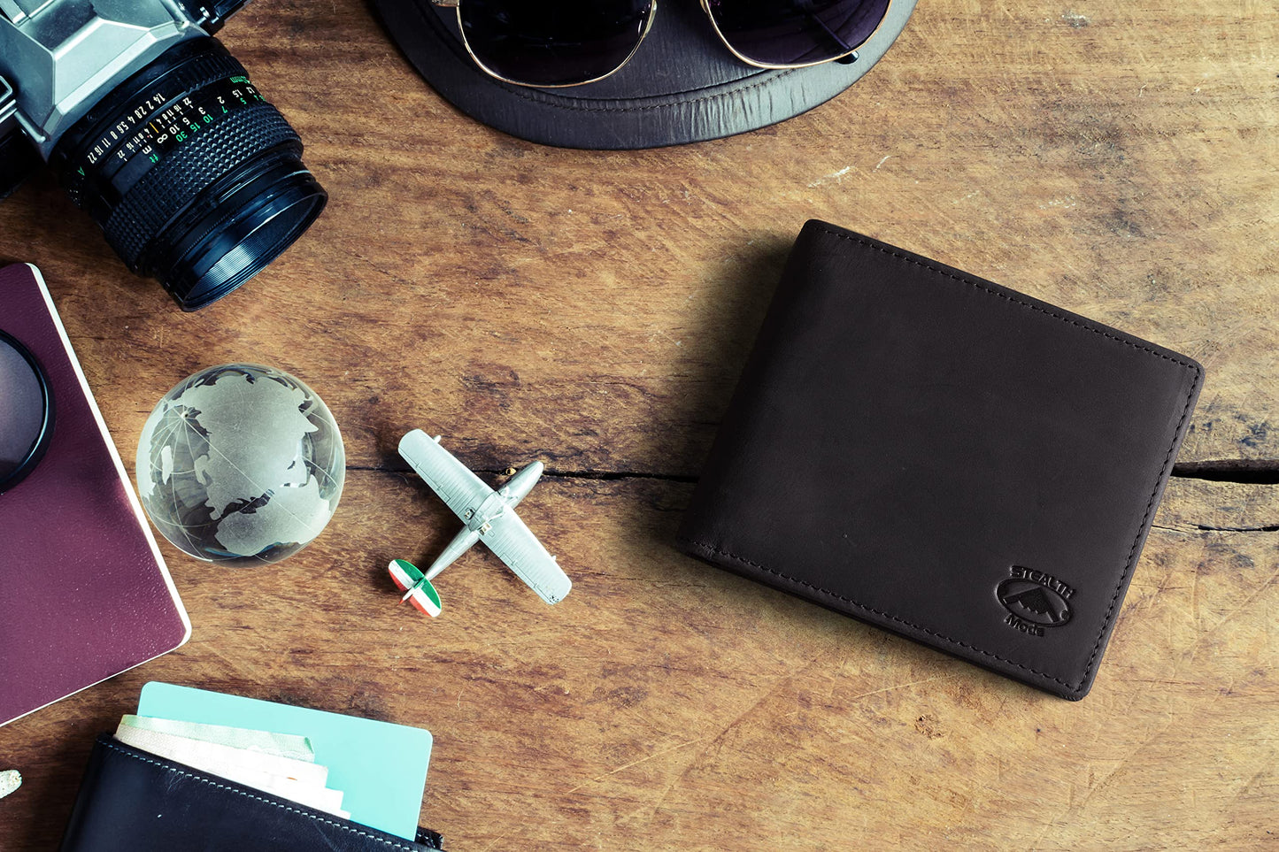 Stealth Mode Leather Bifold Wallet for Men With ID Window and RFID Blocking