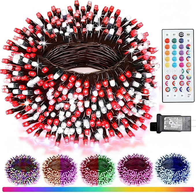 Color Changing Christmas String Lights with Remote, 35 Colors 66FT 200LED String Lights Outdoor Decoration, Connectable Fairy Lights Plug in for XMAS Tree Thanksgiving Christmas Decor, Green Wire