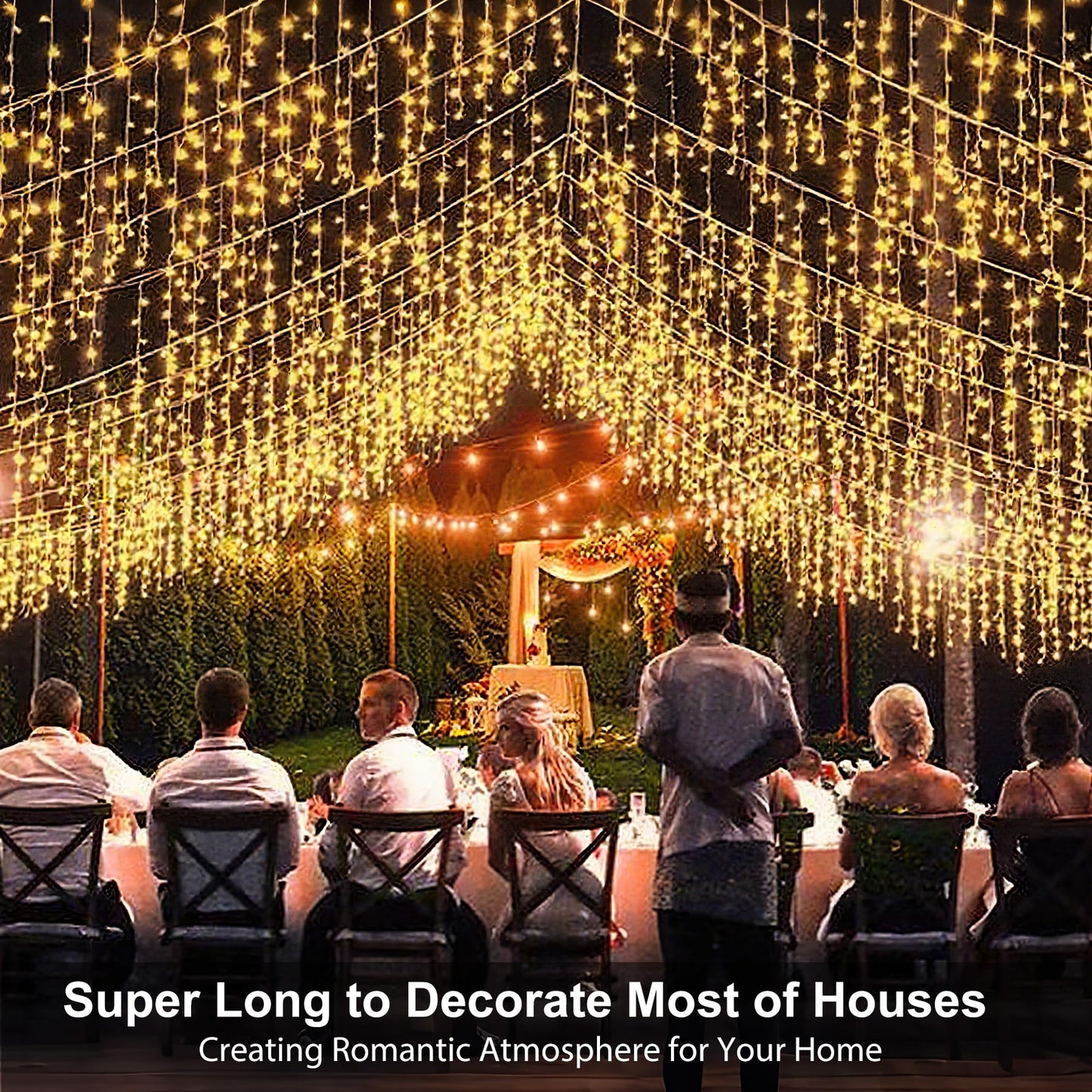 LED Icicle Lights for Outdoor Christmas Decorations,118Ft 1200 LEDs Christmas Fairy Light with Timer&Memory Function,8 Lighting Modes,Plug in hanging Curtain Lights for Xmas Party Wedding(Warm White)