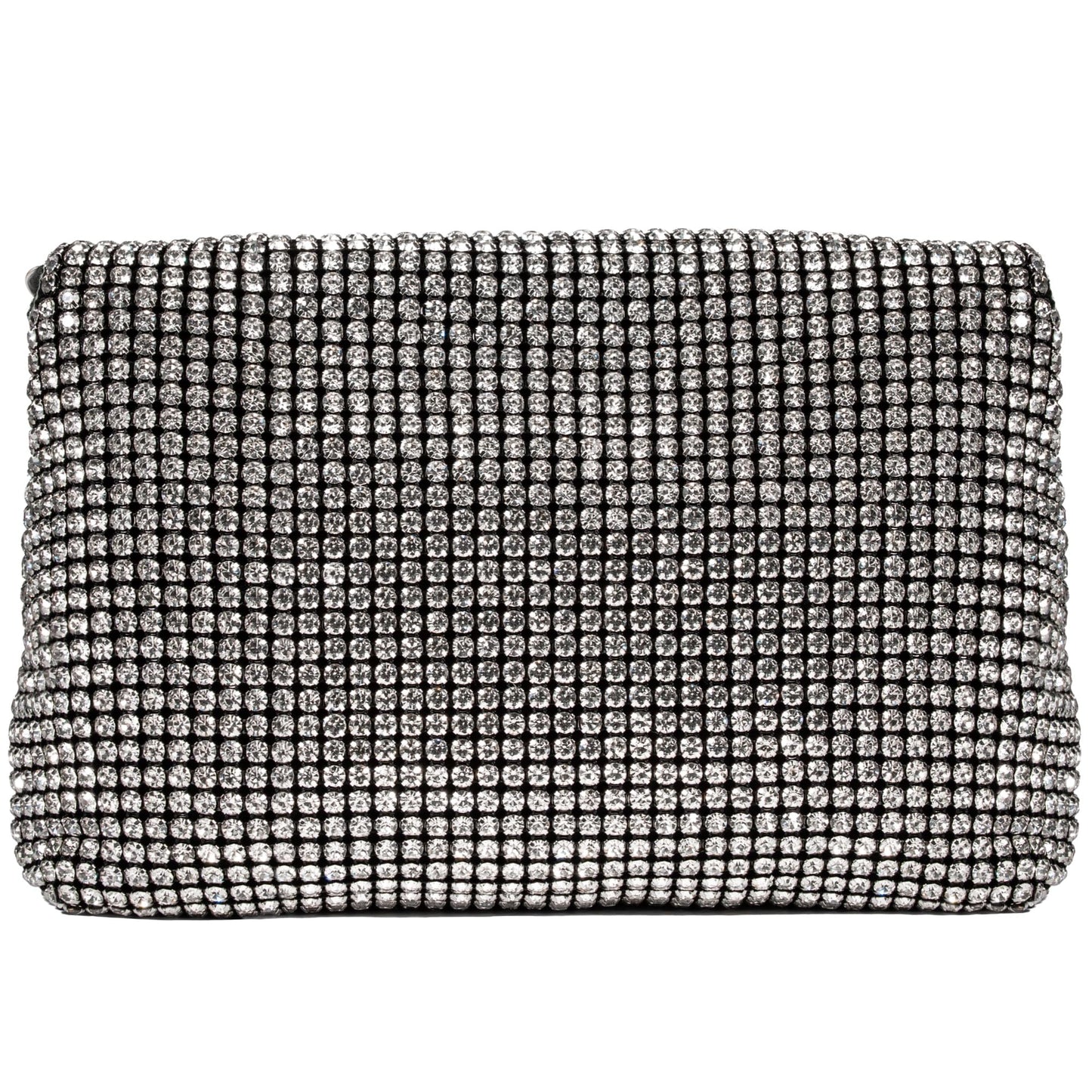SARA DESIGNS Luxury Crystal Rhinestone Envelope Clutch Bag - Sparkly Silver Evening Purse for Weddings, Galas, and Formal Events - Designer Sparkle Pouch with Detachable Chain