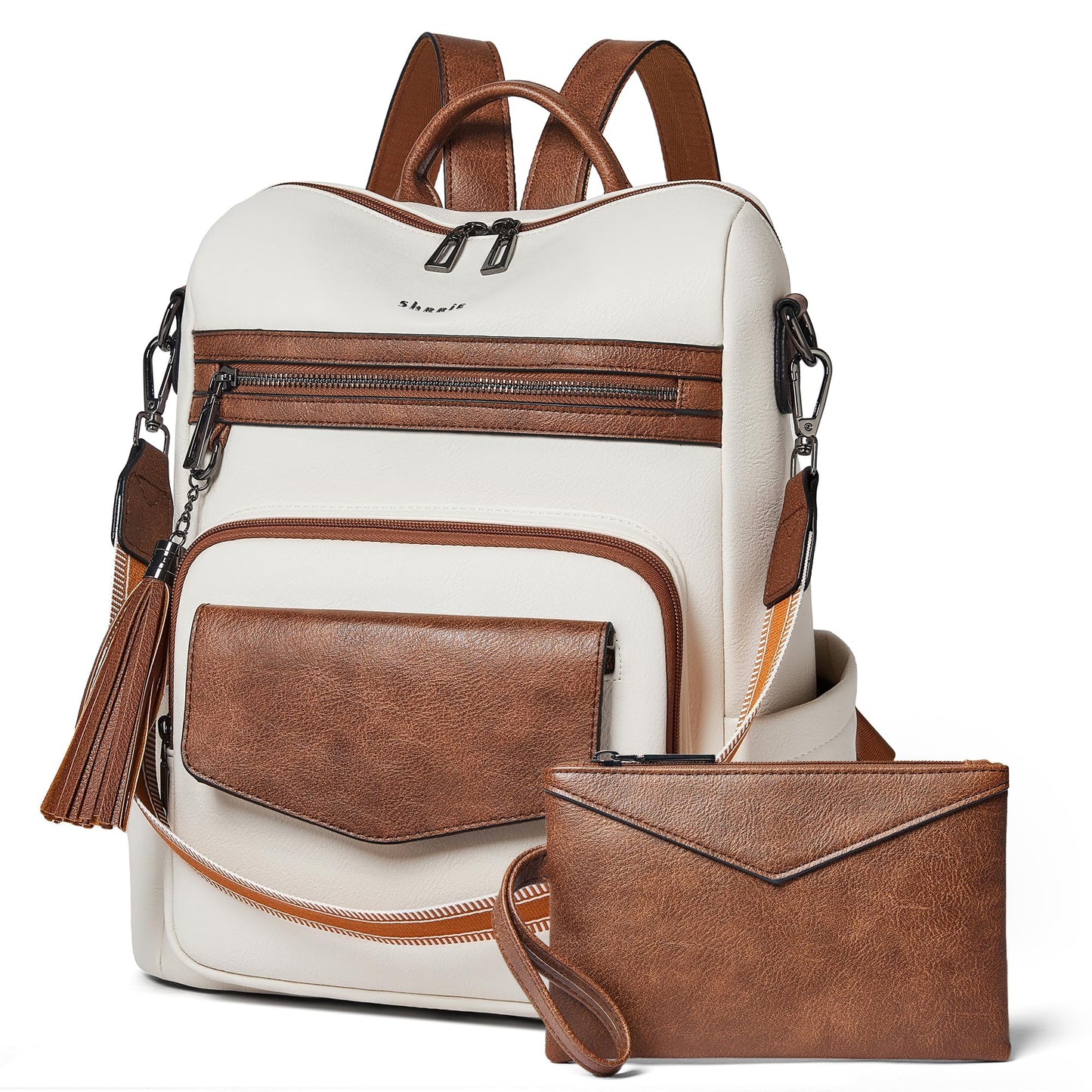Shrrie Backpack Purse for Women Travel Faux Leather Fashion Backpack for Women,Convertible Crossbody Shoulder Bag for Ladies with Adjustable Strap for Work College