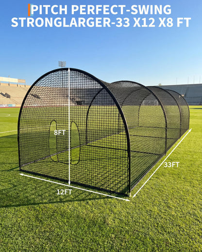 Garvee 33Ft Baseball Batting Cage, Baseball Training Equipment Netting Cages, with Frame & Net – Practice Hitting, Pitching & Golf in Backyard or Field